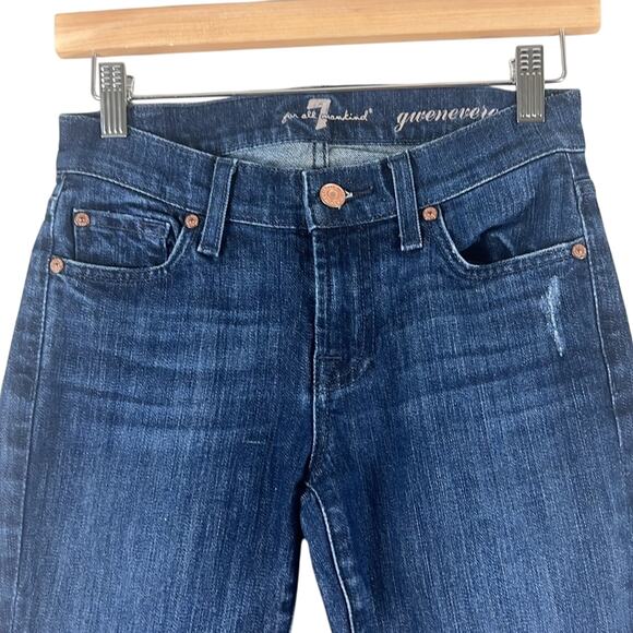 7 For All Mankind Gwenevere High Waist Distressed Ankle Jeans - Picture 3 of 7